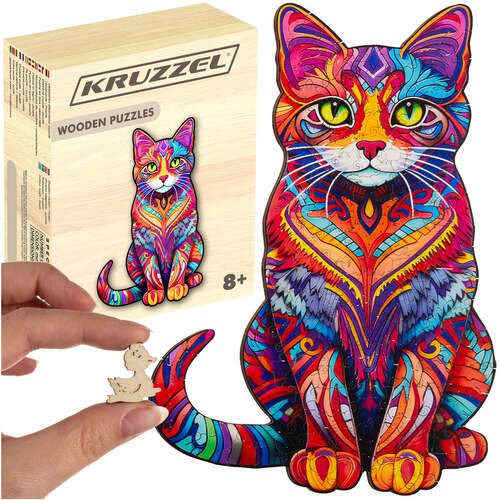 puzzle kot, opakowanie i ułożony obrazek